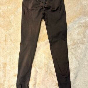 Ruched Front High-Rise Black Leggings